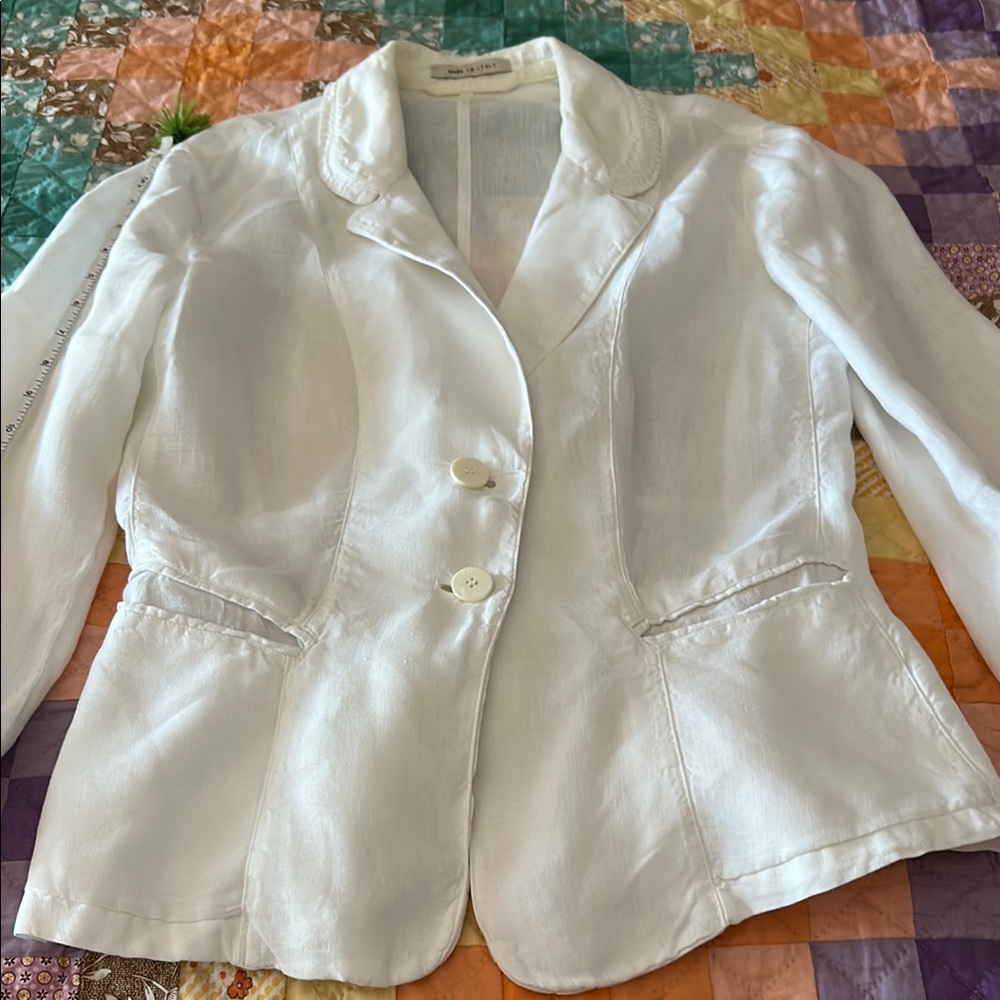 Emporio Armani White  linen Women's Blazer